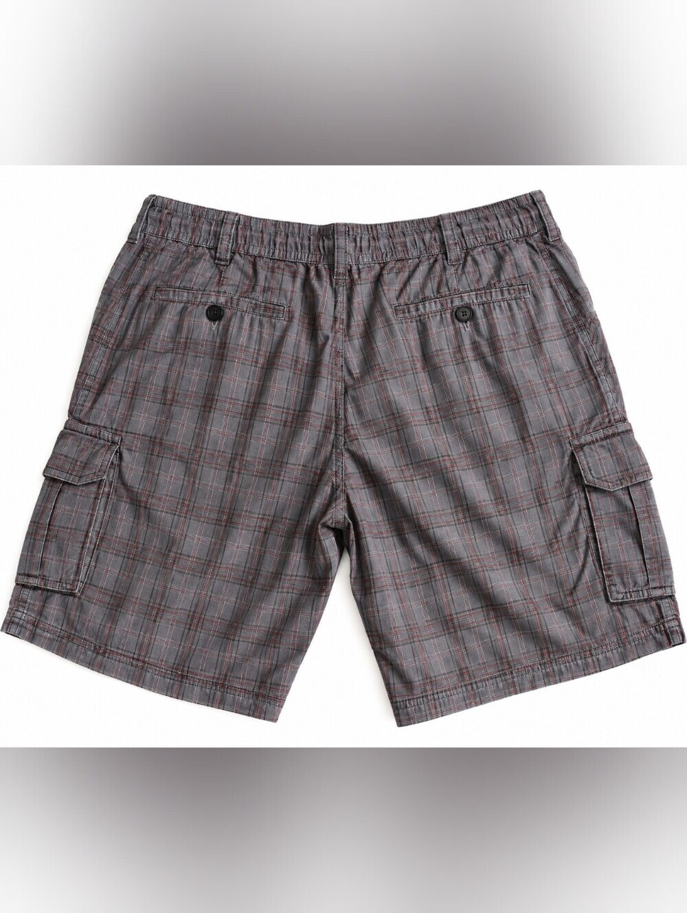 Men's Gray Plaid Cargo Shorts & Charcoal Chino Shorts - Dual Pack - Picture 5 of 7